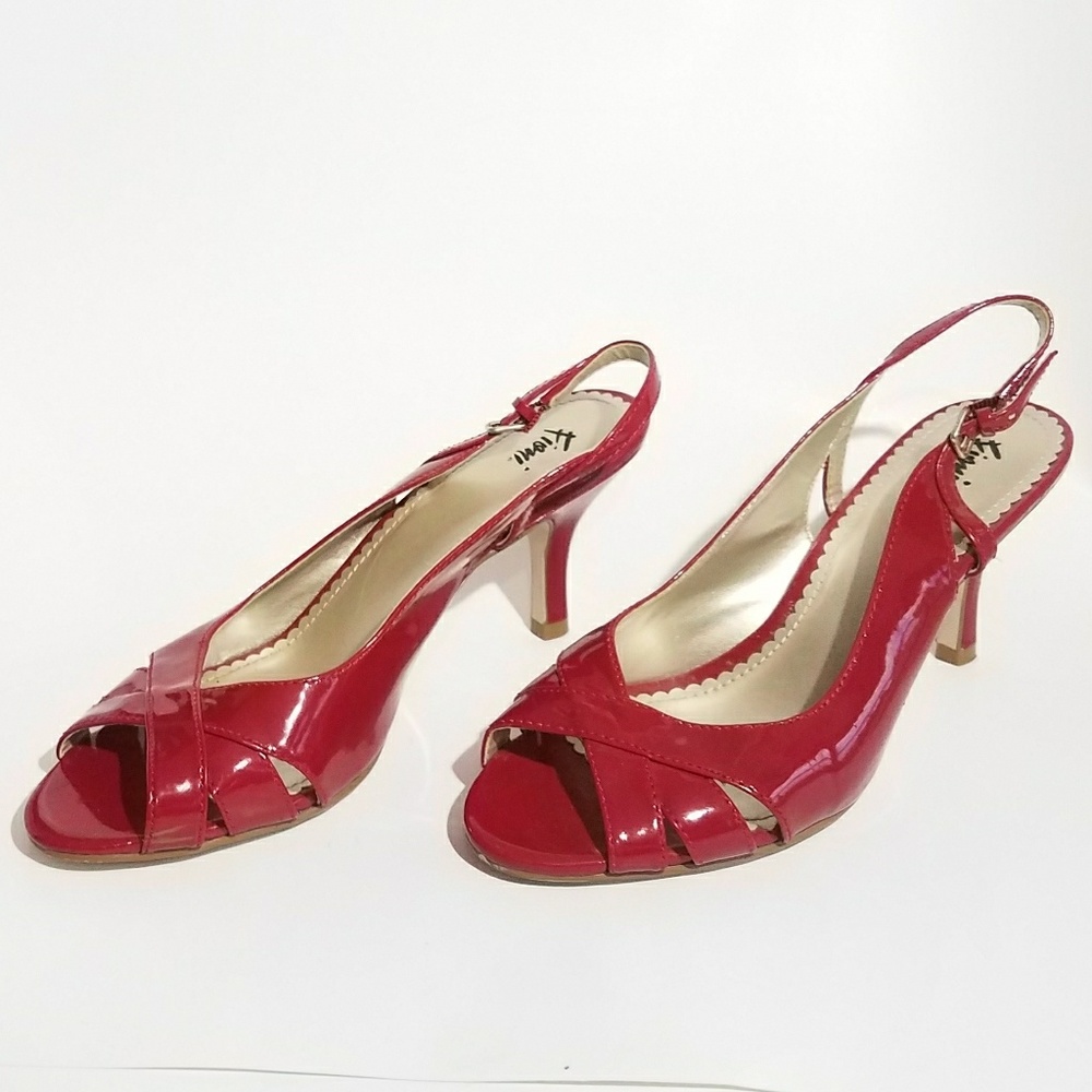 Fioni red heel sandals, size 9